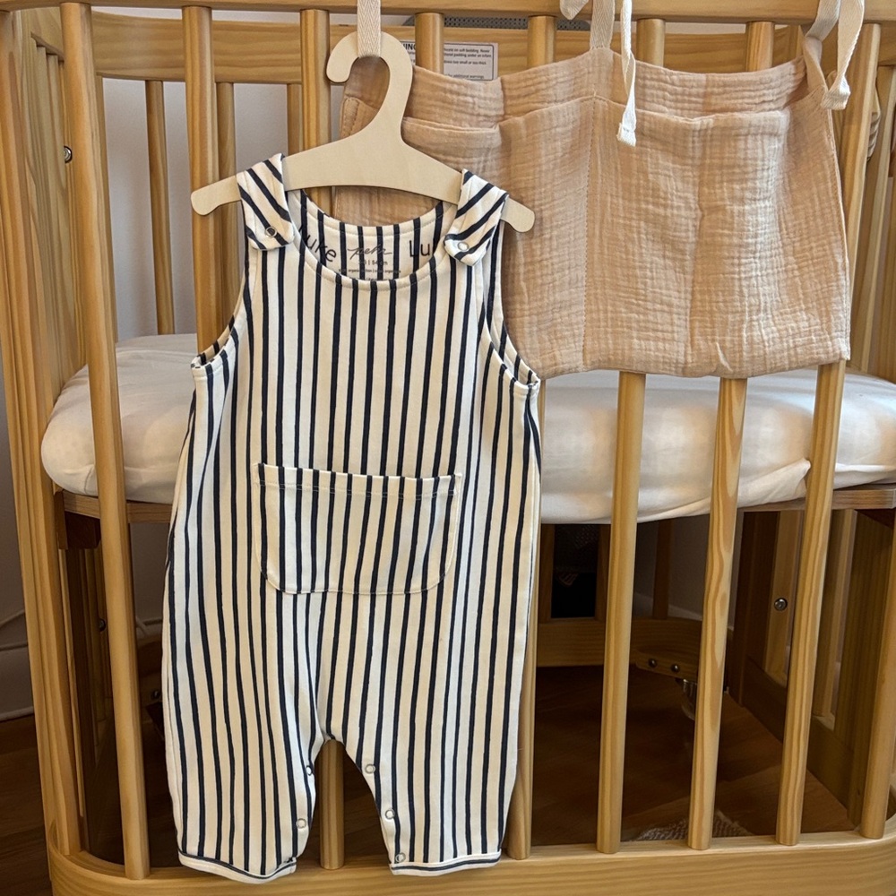 Pehr Blue Striped Baby Overalls - 3-6 months
